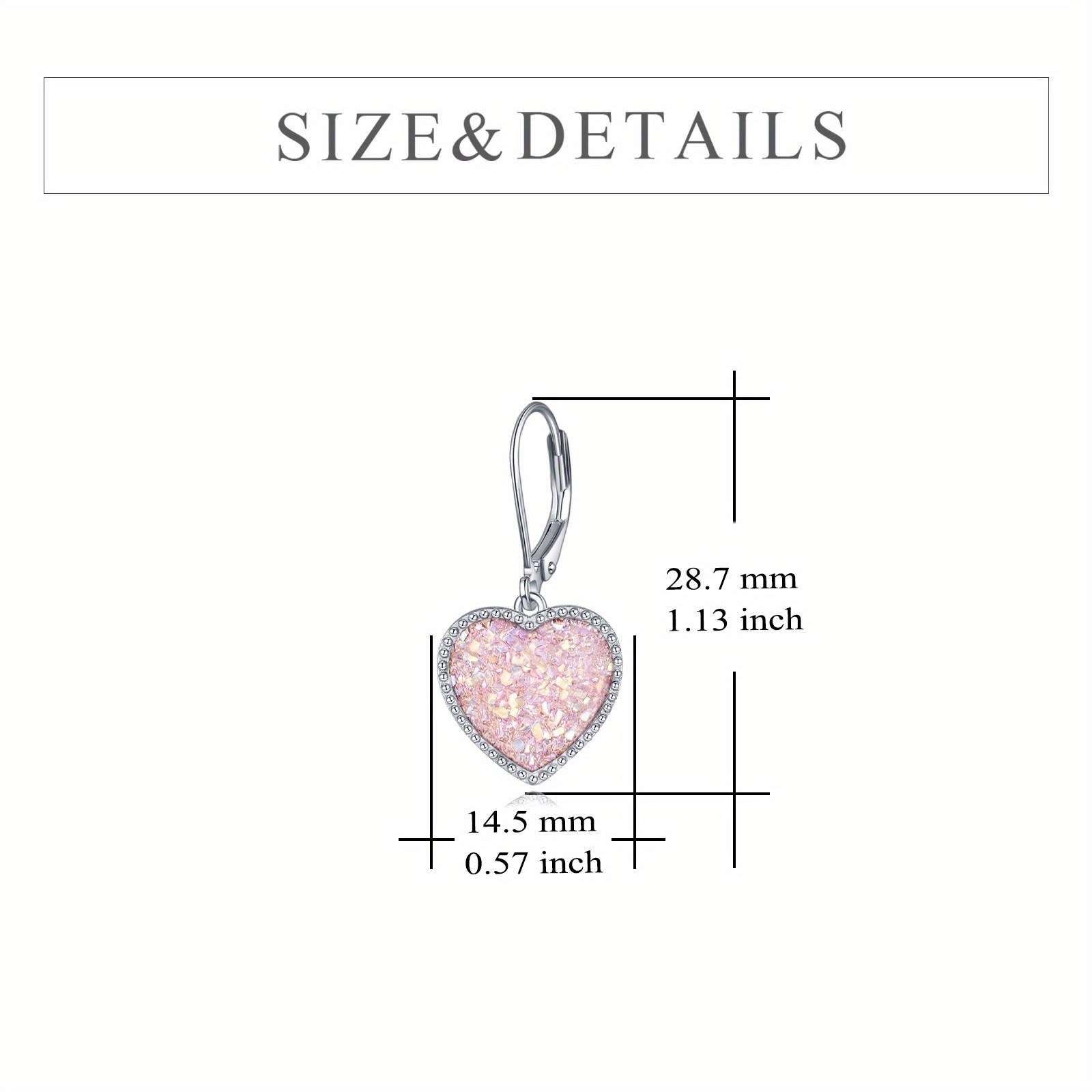 Women's 925 Sterling Silver Pink Tassel Heart Drop Earrings